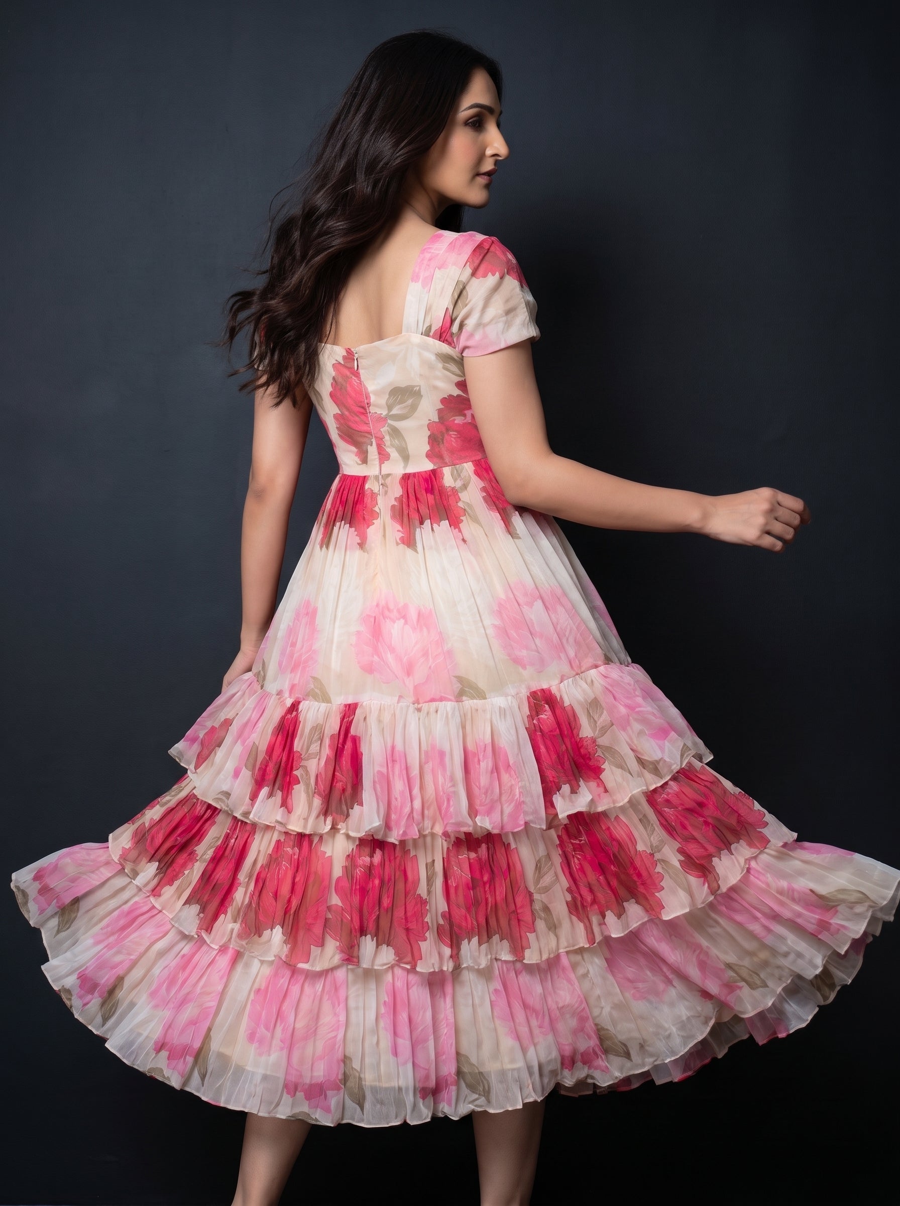 Pleated Three Layer Dress - Vasanta Rosecream