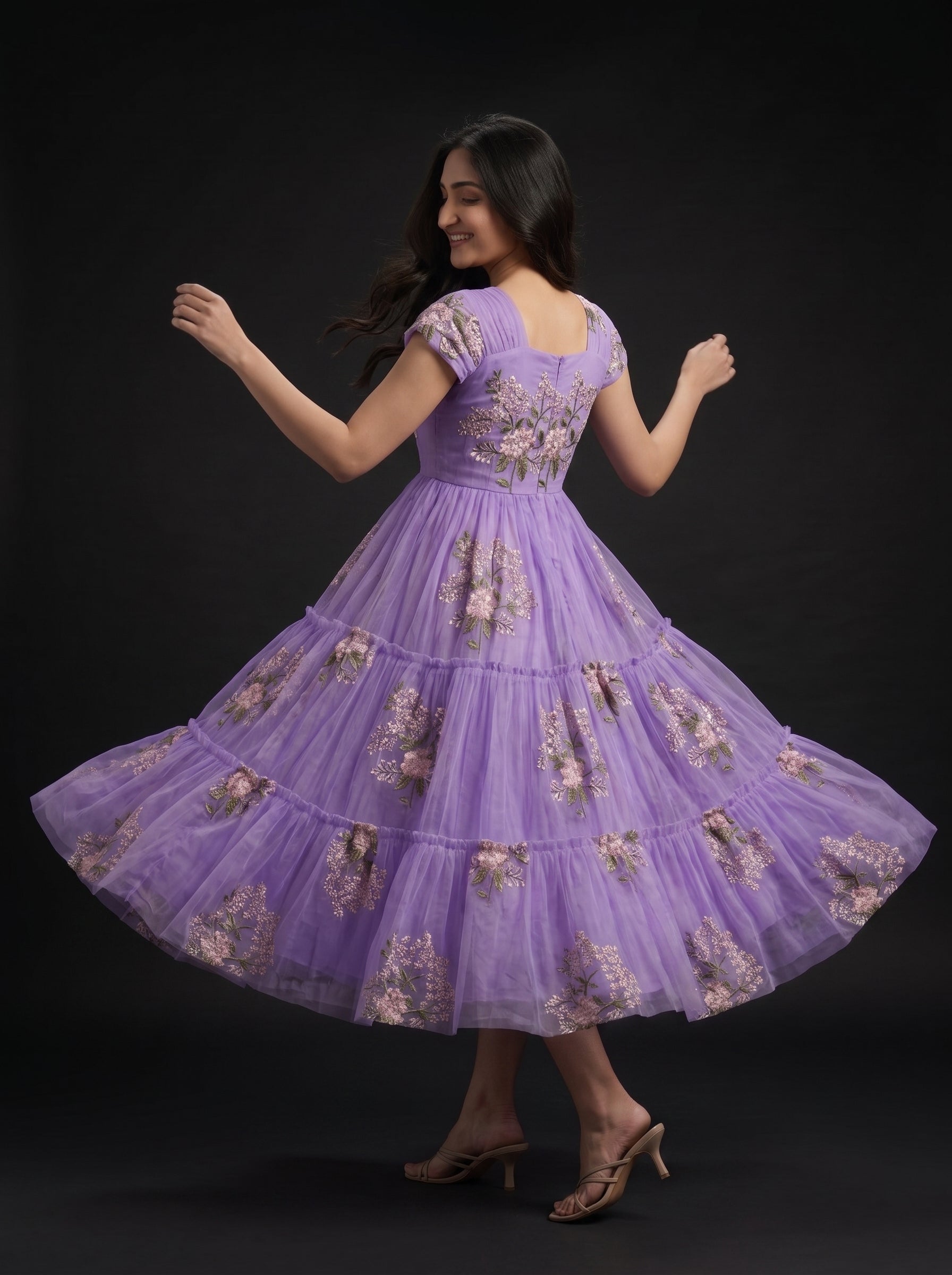TIERED MIDI DRESS KAMALA - LAVENDER