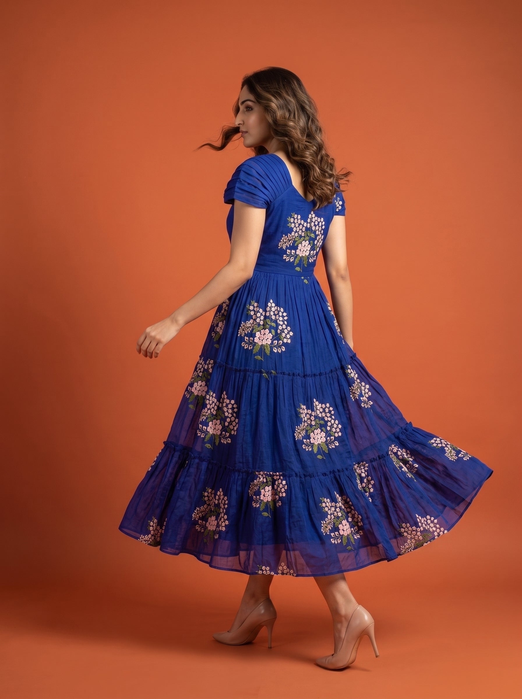 TIERED MIDI DRESS KAMALA - ROYAL BLUE