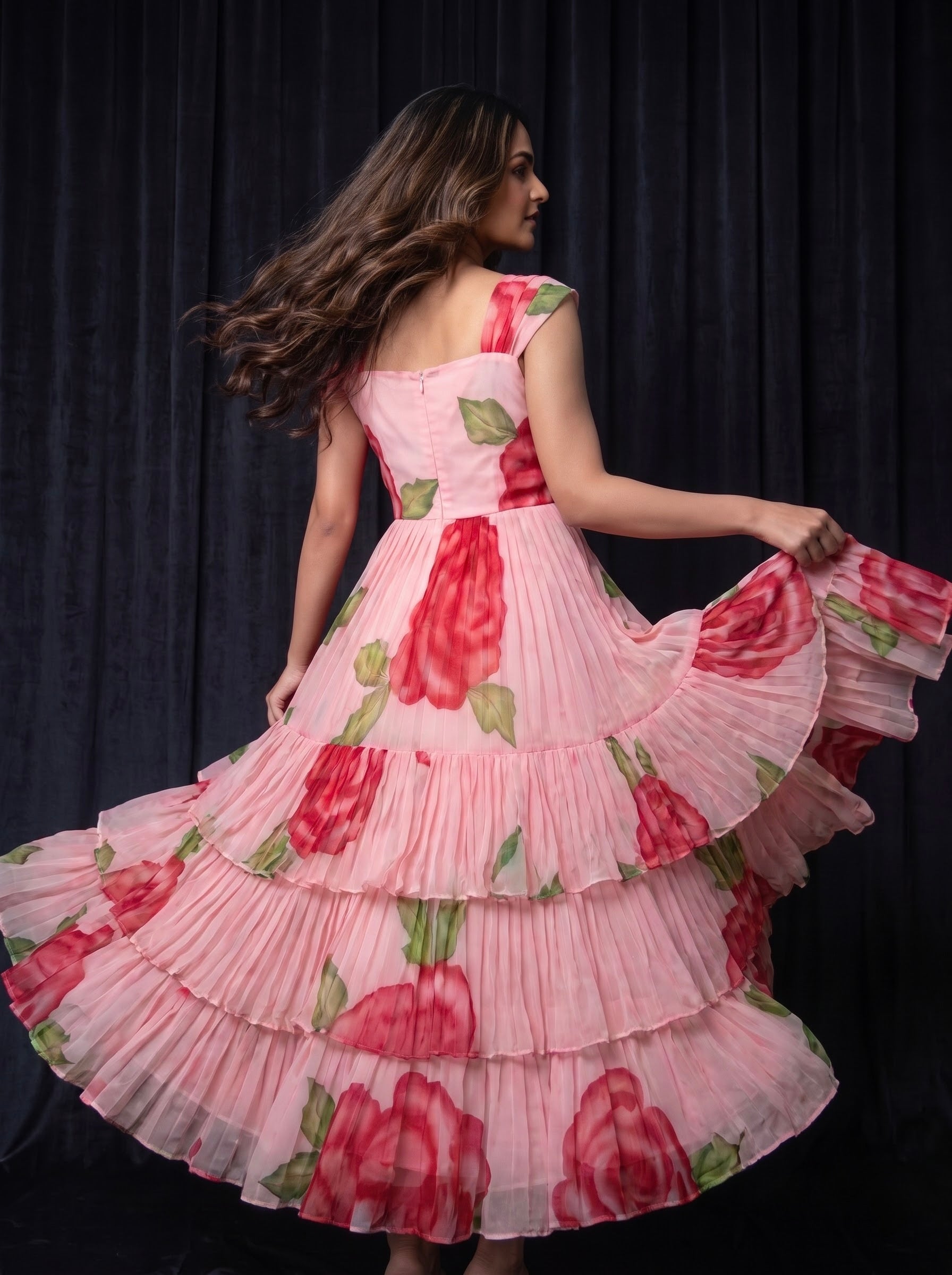 Three Layer Midi Dress Vasanta - Rose Blush