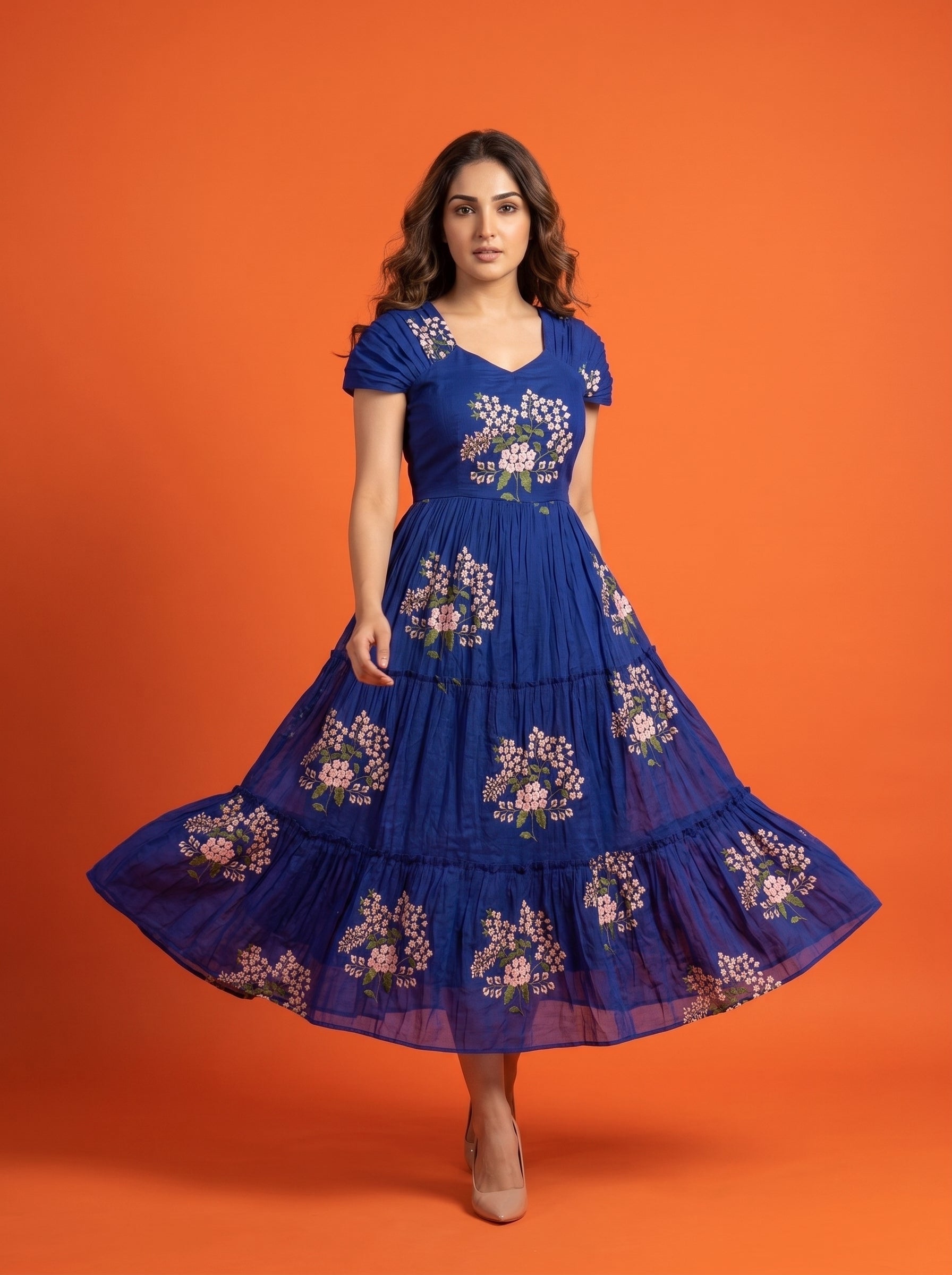 TIERED MIDI DRESS KAMALA - ROYAL BLUE