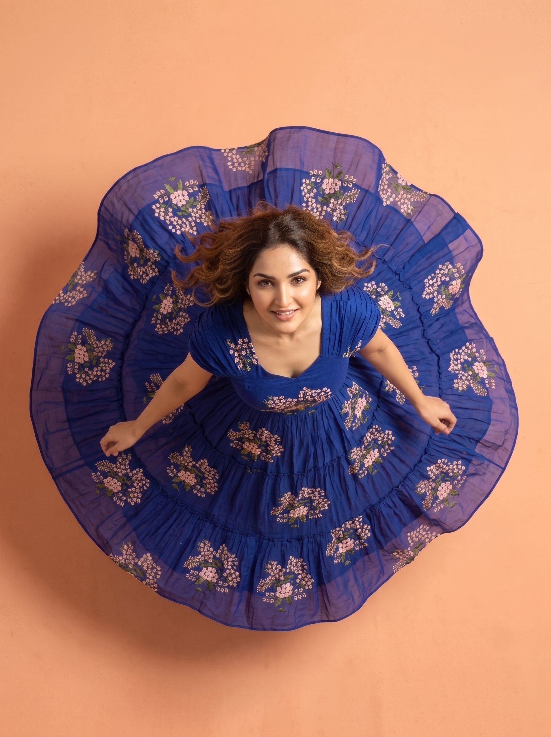 TIERED MIDI DRESS KAMALA - ROYAL BLUE