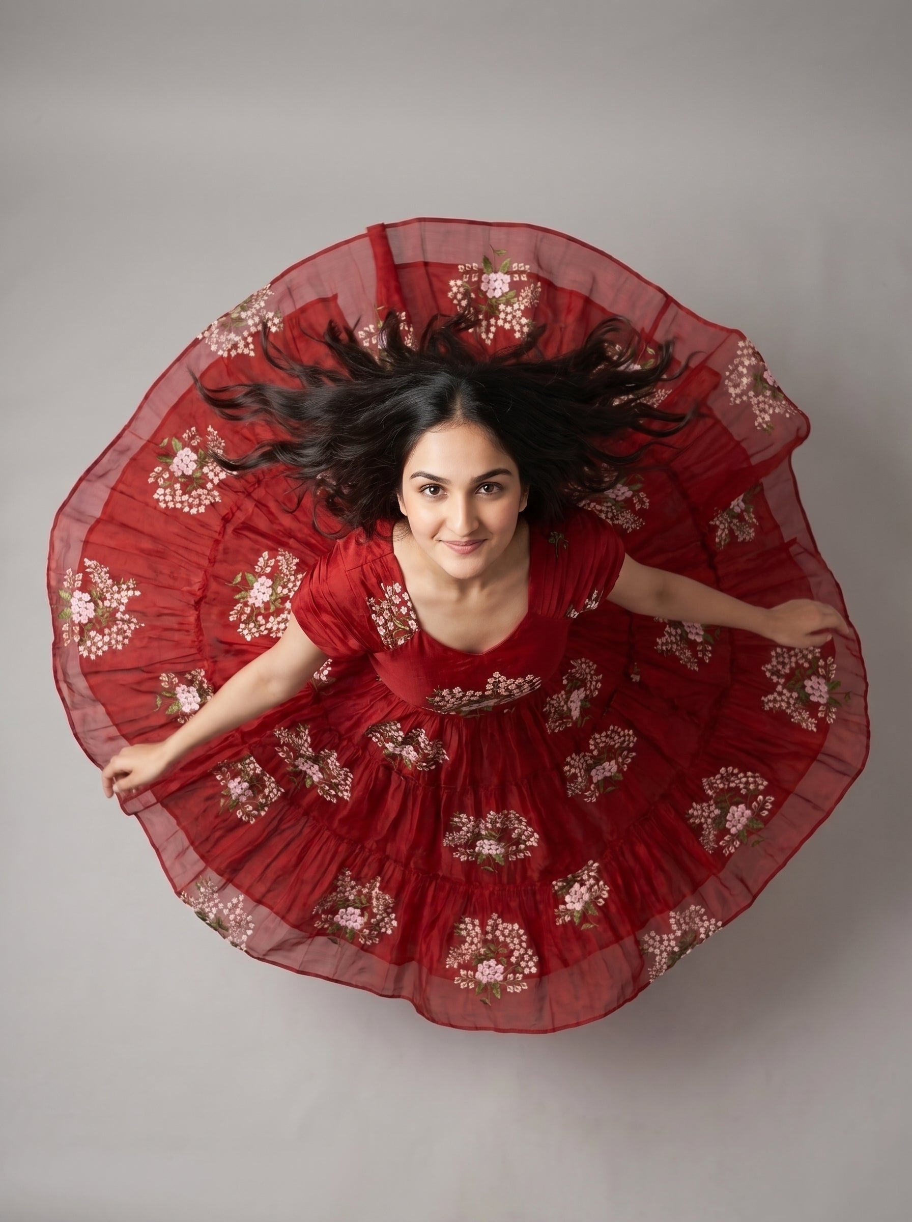 TIERED MIDI DRESS KAMALA - RED