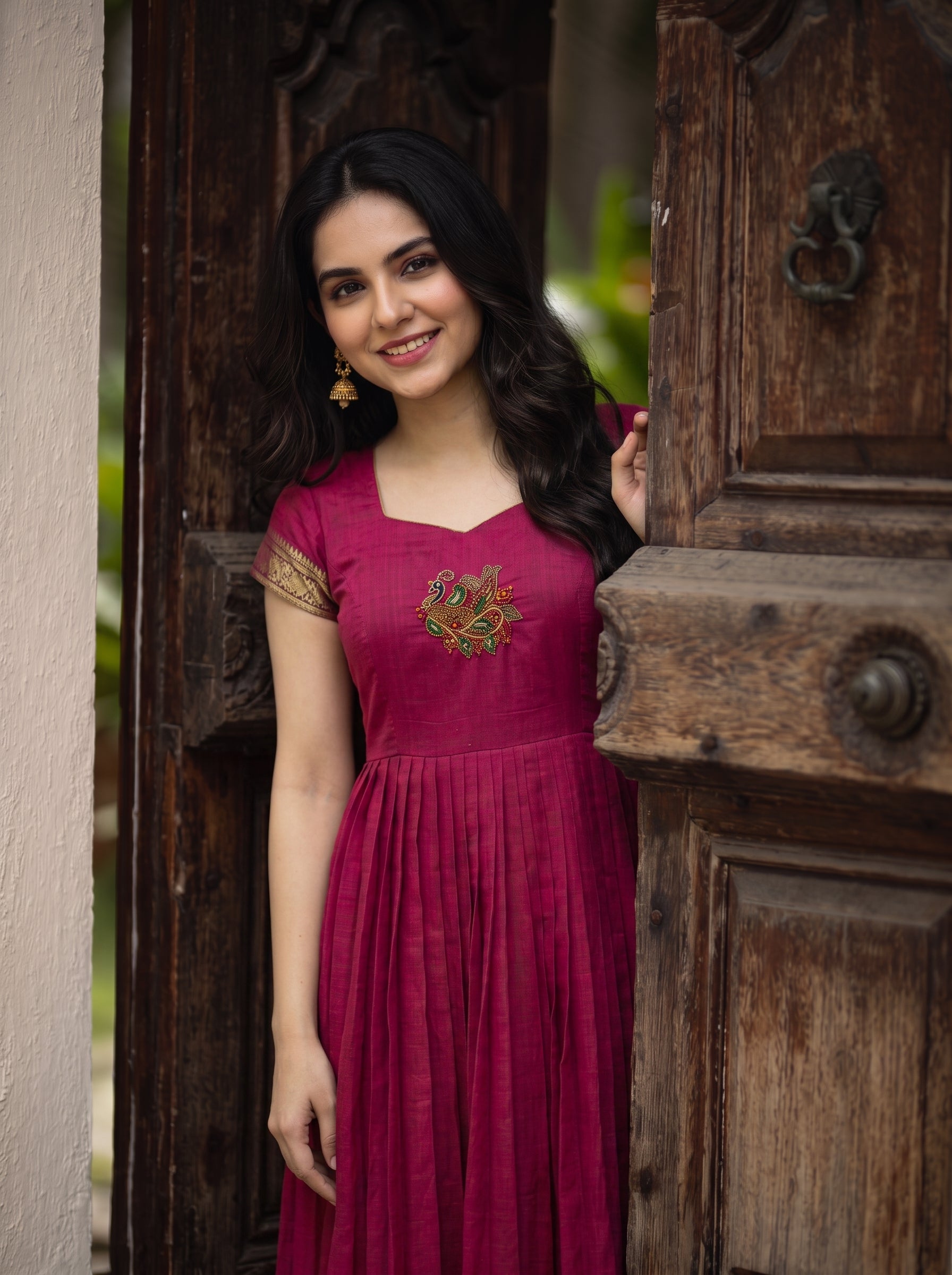 DOUBLE LAYER NARAYAN PET DRESS LAKSHMI - MAGENTA