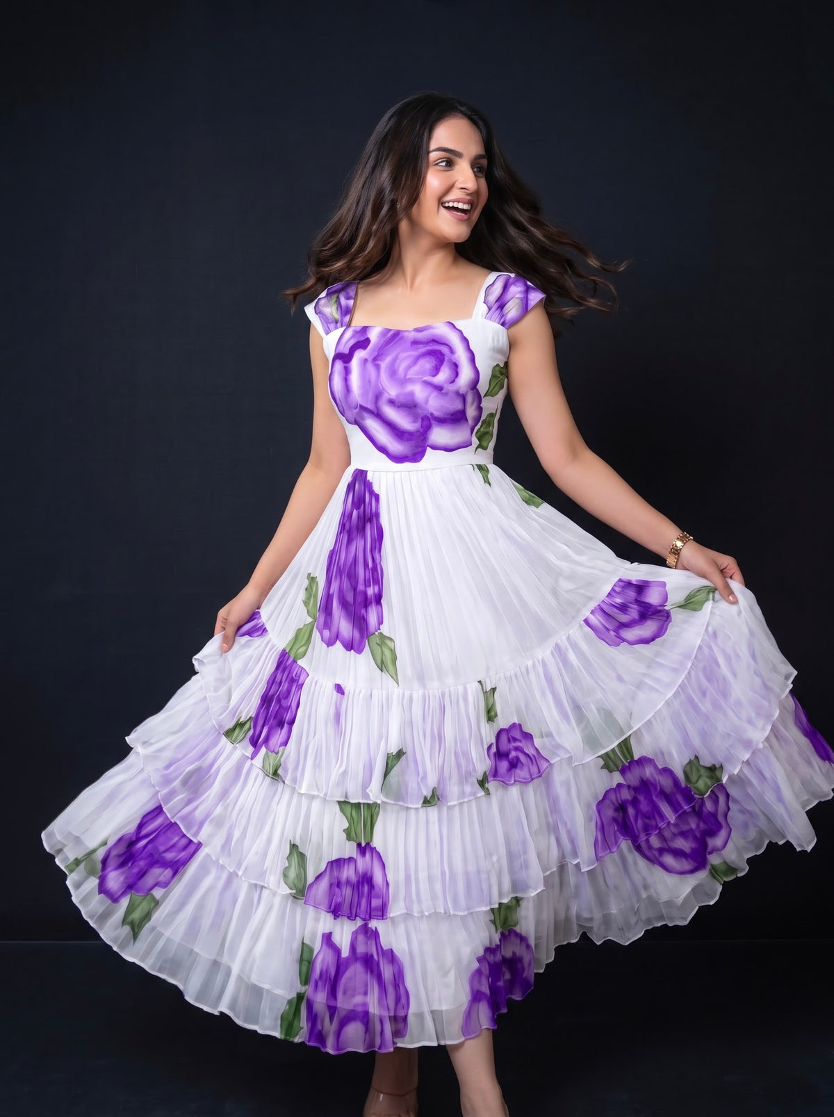 Three Layer Midi Dress Vasanta - Lavender Rose