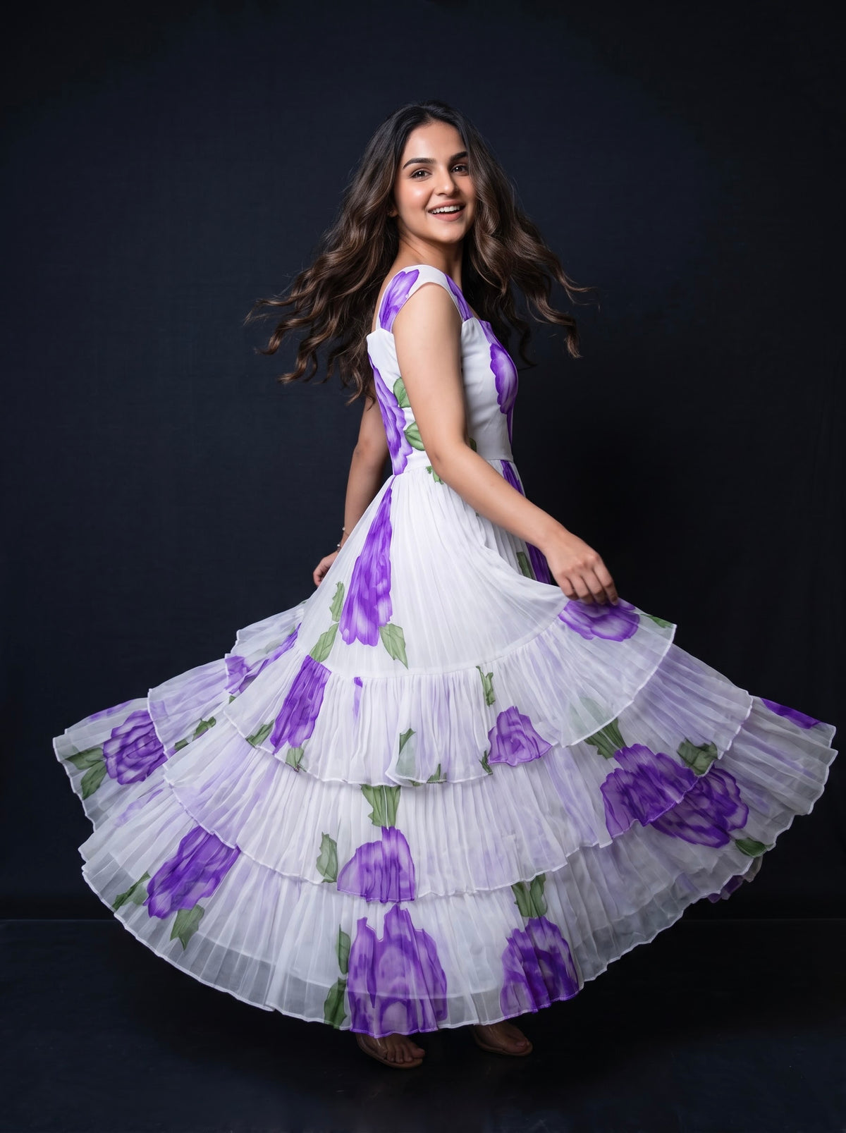 Three Layer Midi Dress Vasanta - Lavender Rose