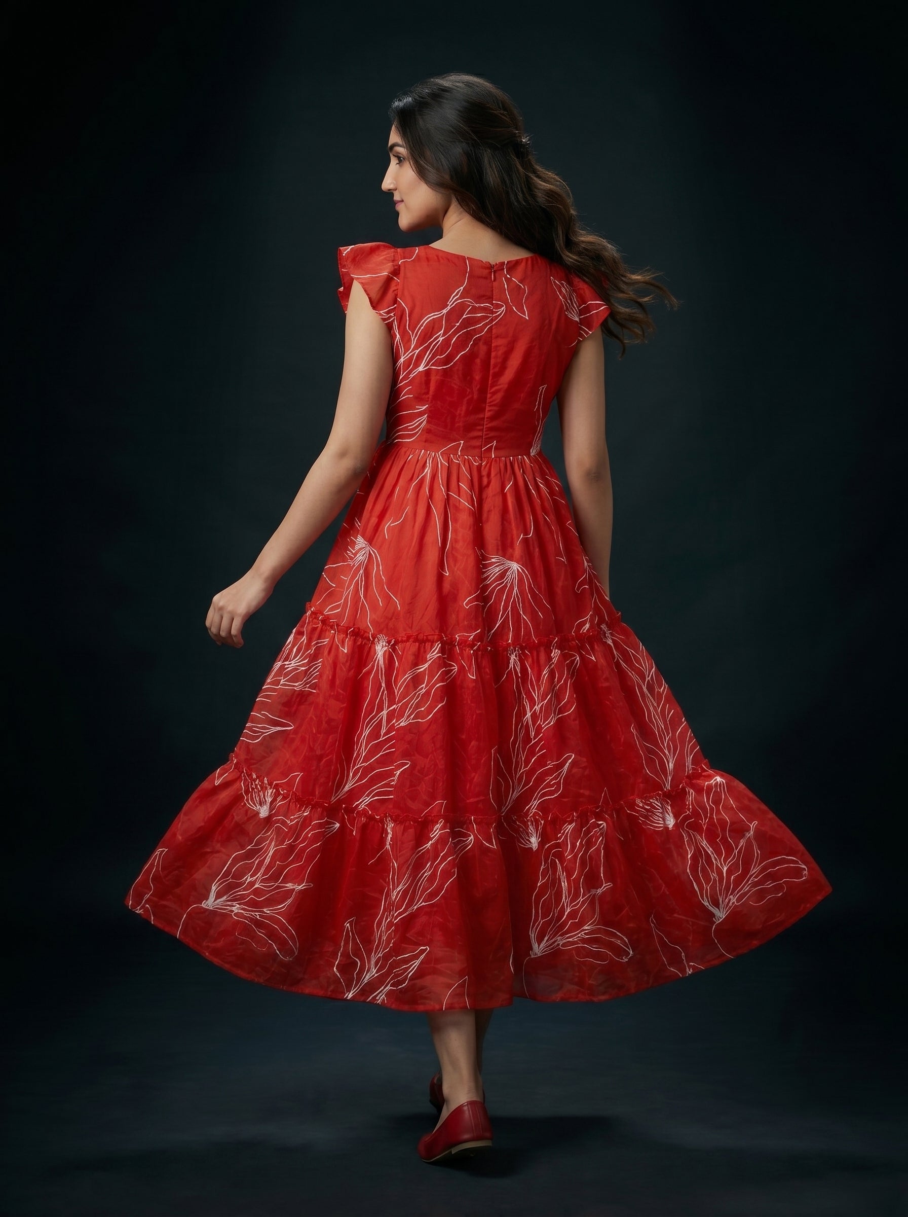 Tiered Midi Dress Kanaka - Red