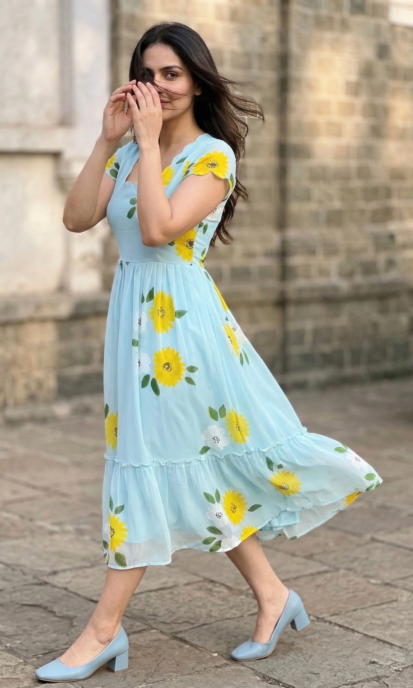 Tiered Midi Dress Vasanta - Blue