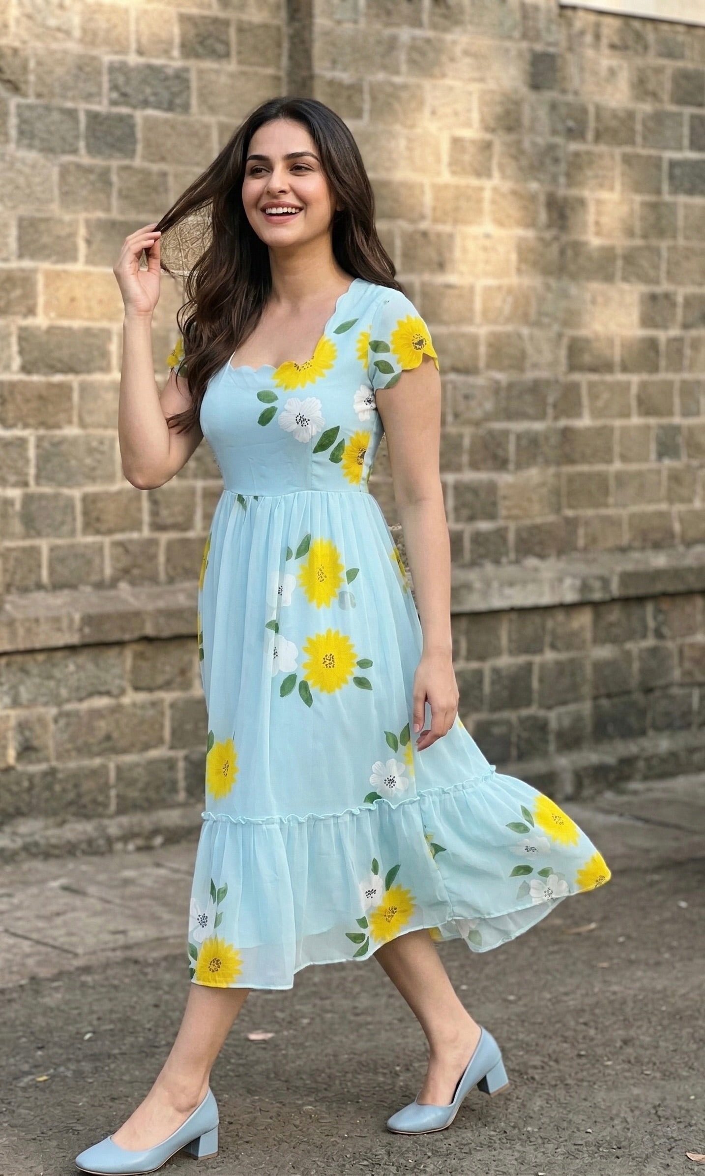 Tiered Midi Dress Vasanta - Blue