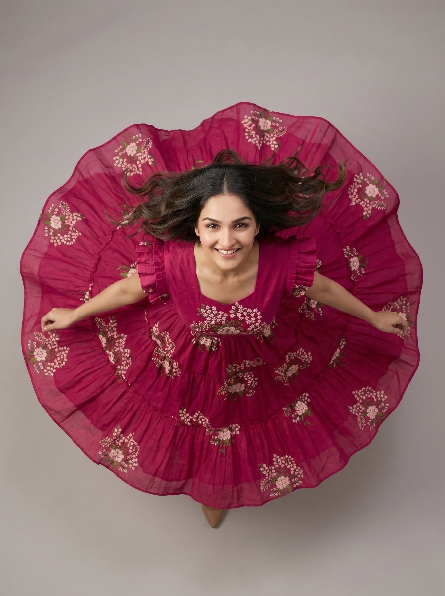 TIERED MIDI DRESS KAMALA - PINK