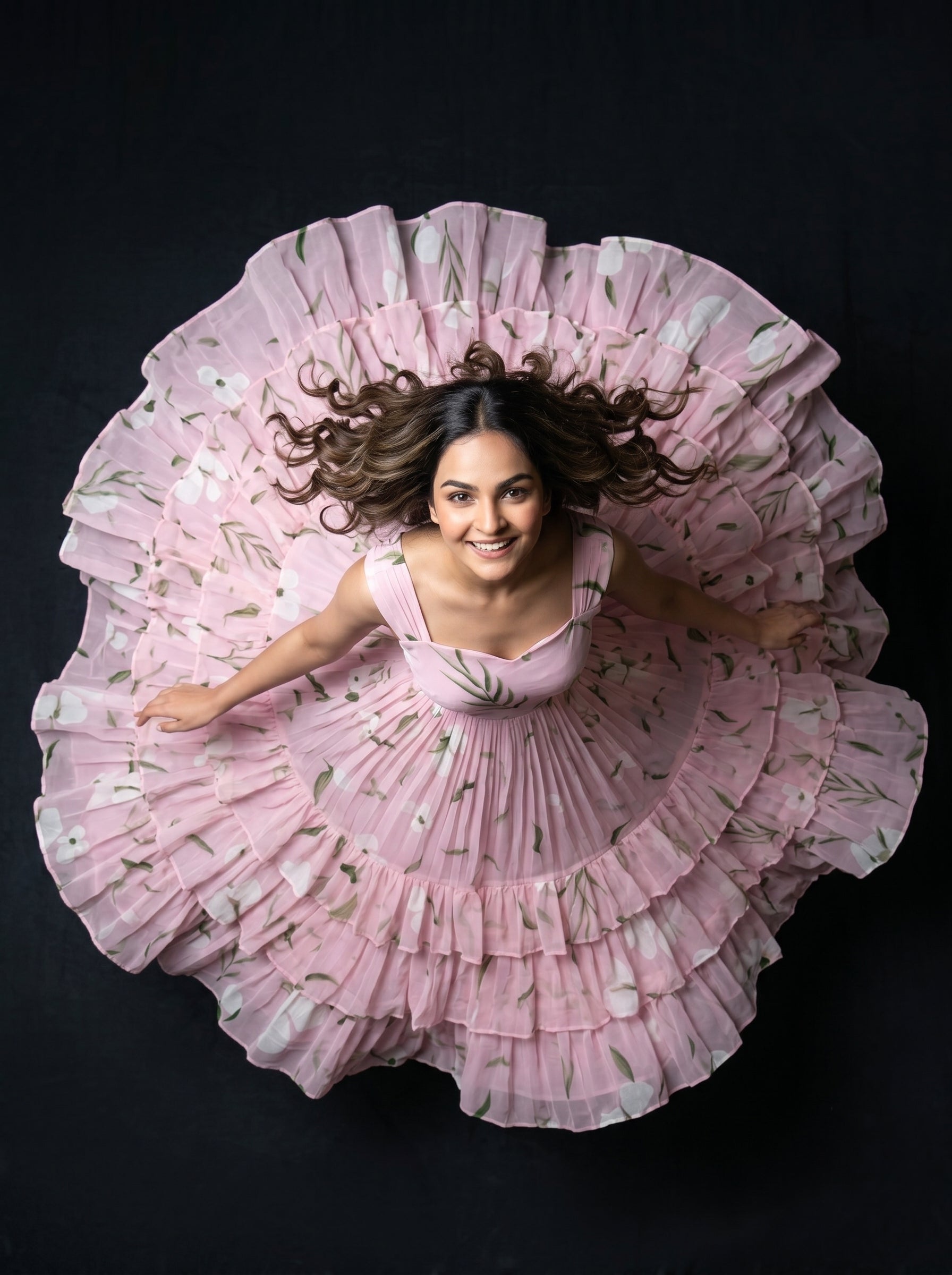 Three Layer Midi Dress Vasanta - Light Pink