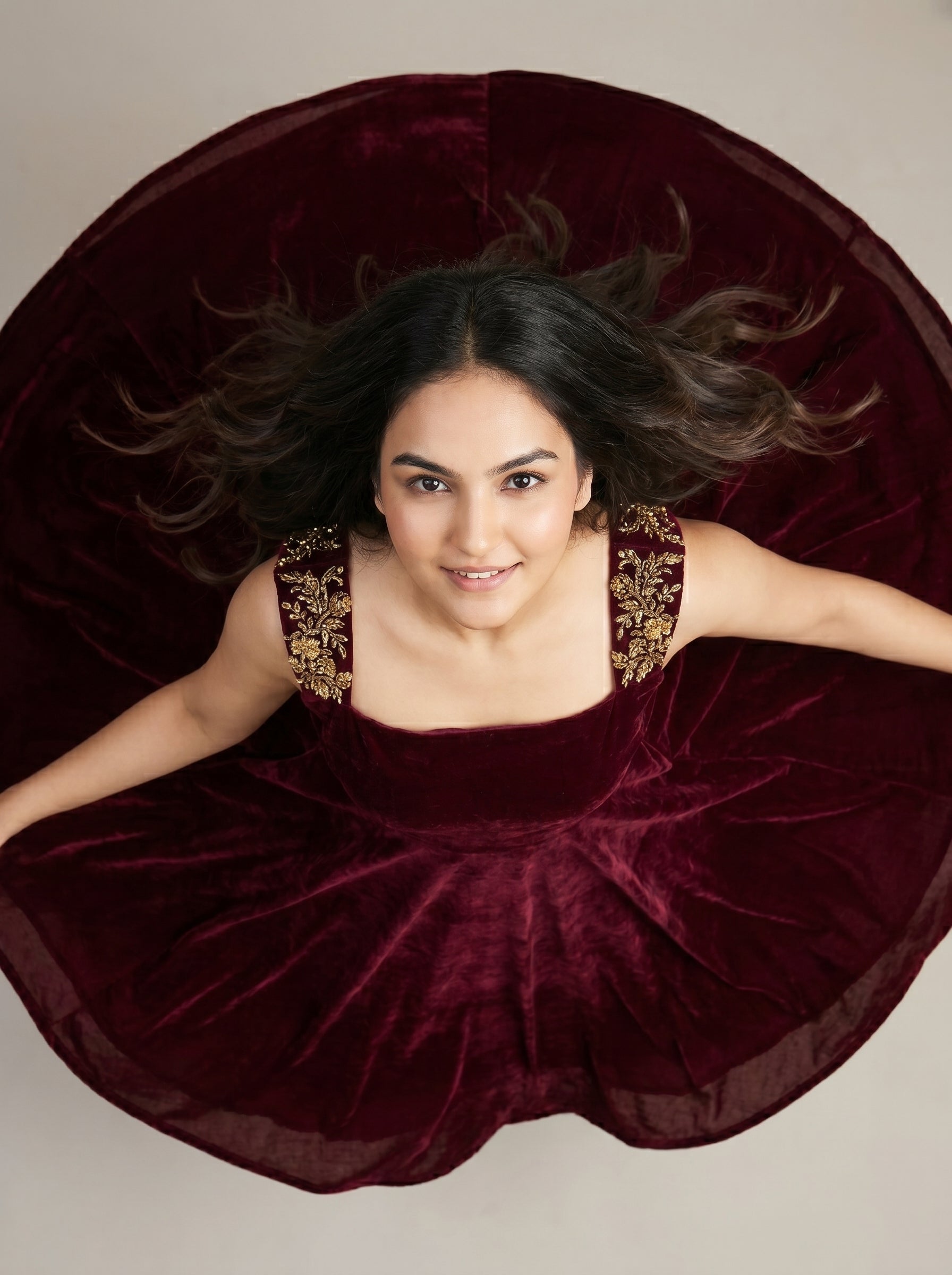 Velvet Midi Dress Rani - Maroon