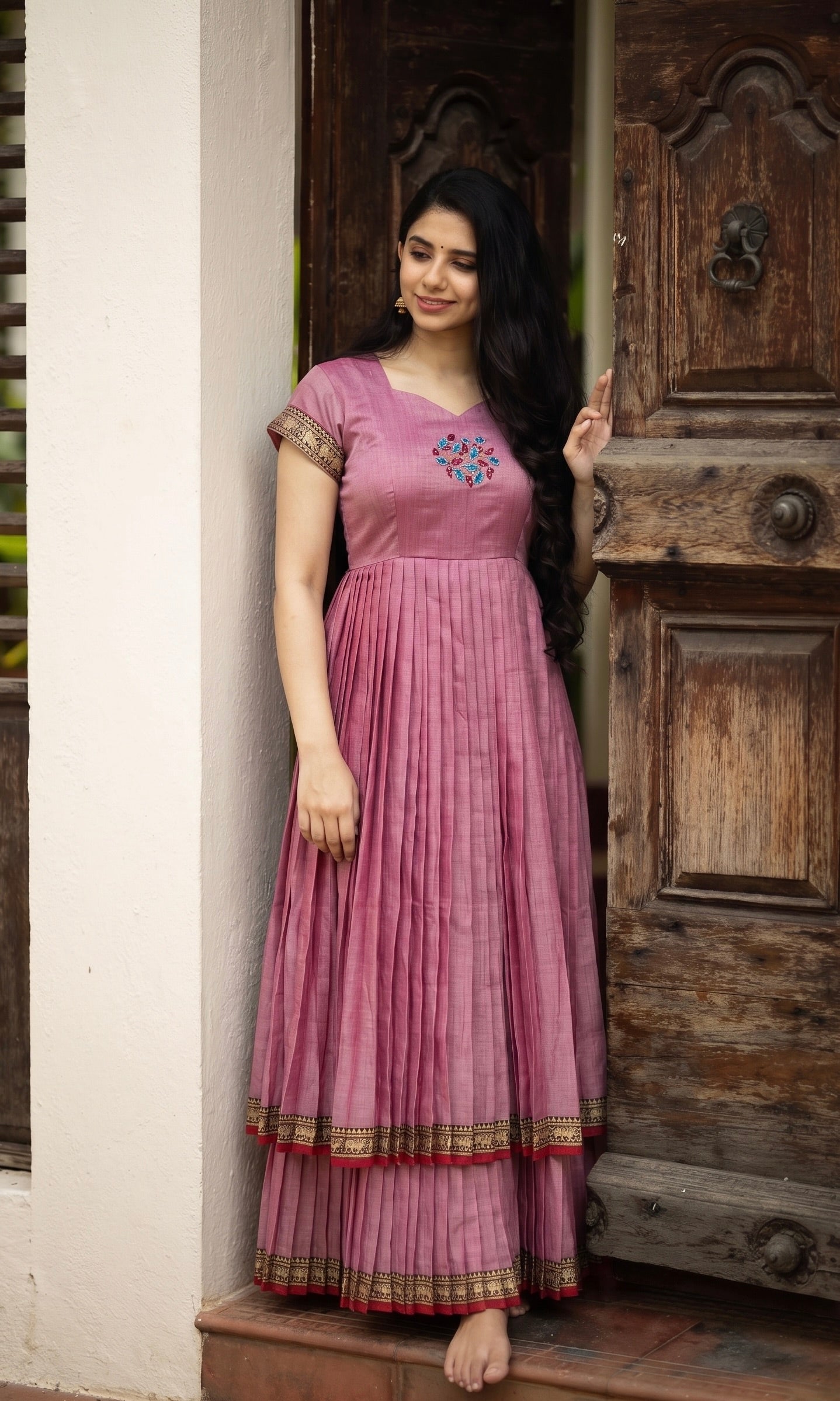 DOUBLE LAYER NARAYAN PET DRESS LAKSHMI-ROSE BLUSH