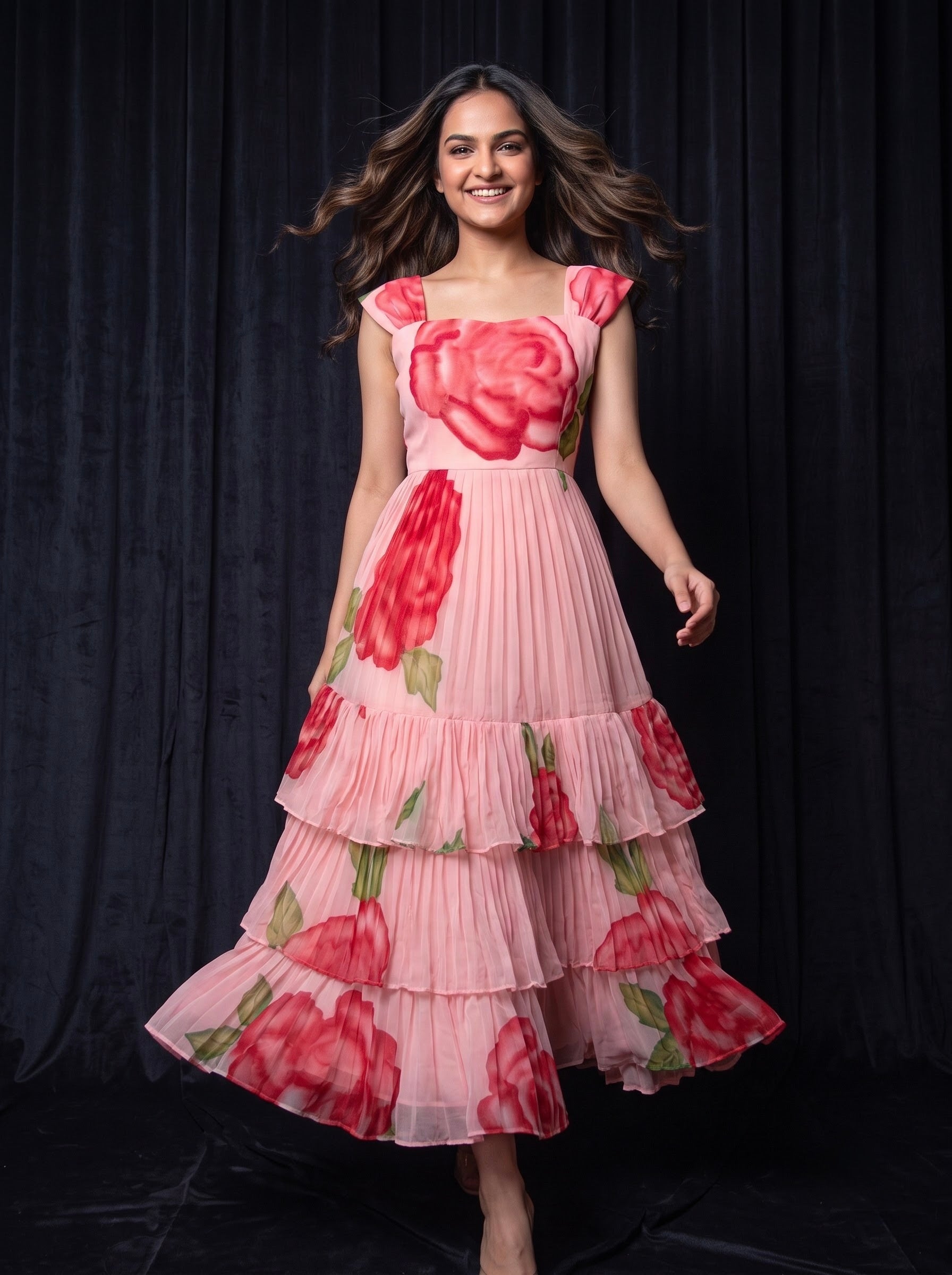 Three Layer Midi Dress Vasanta - Rose Blush