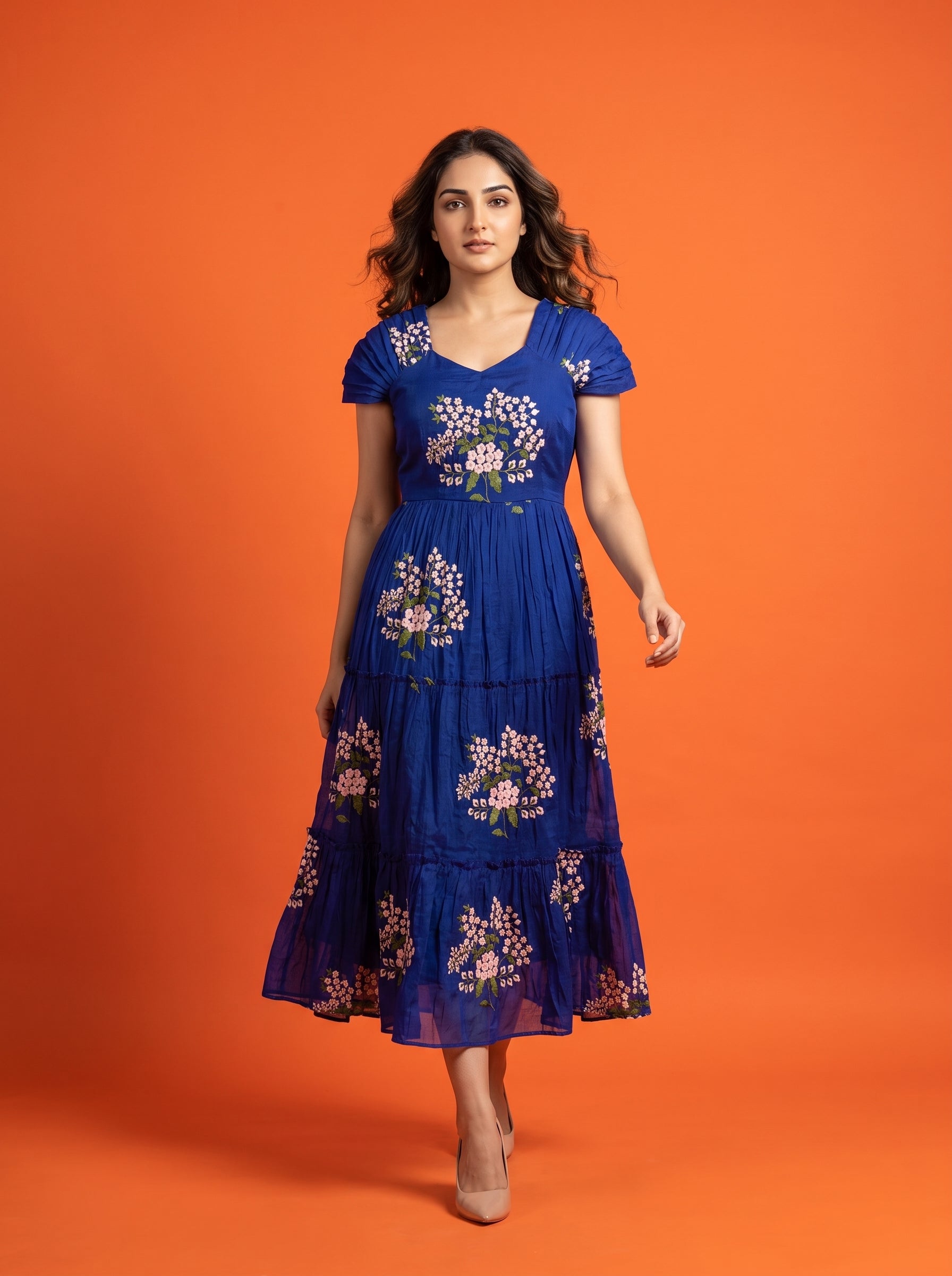 TIERED MIDI DRESS KAMALA - ROYAL BLUE