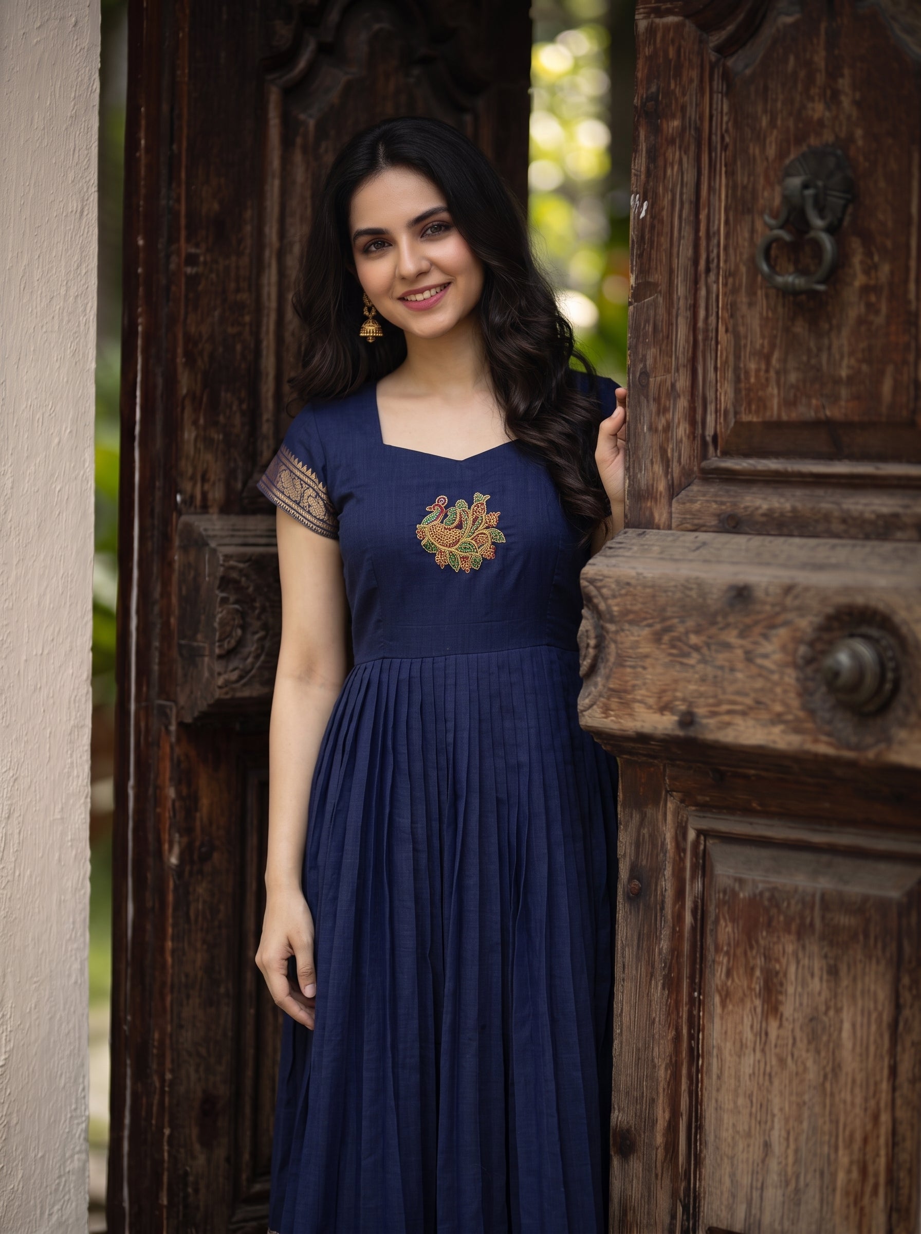 DOUBLE LAYER NARAYAN PET DRESS LAKSHMI - NAVY BLUE