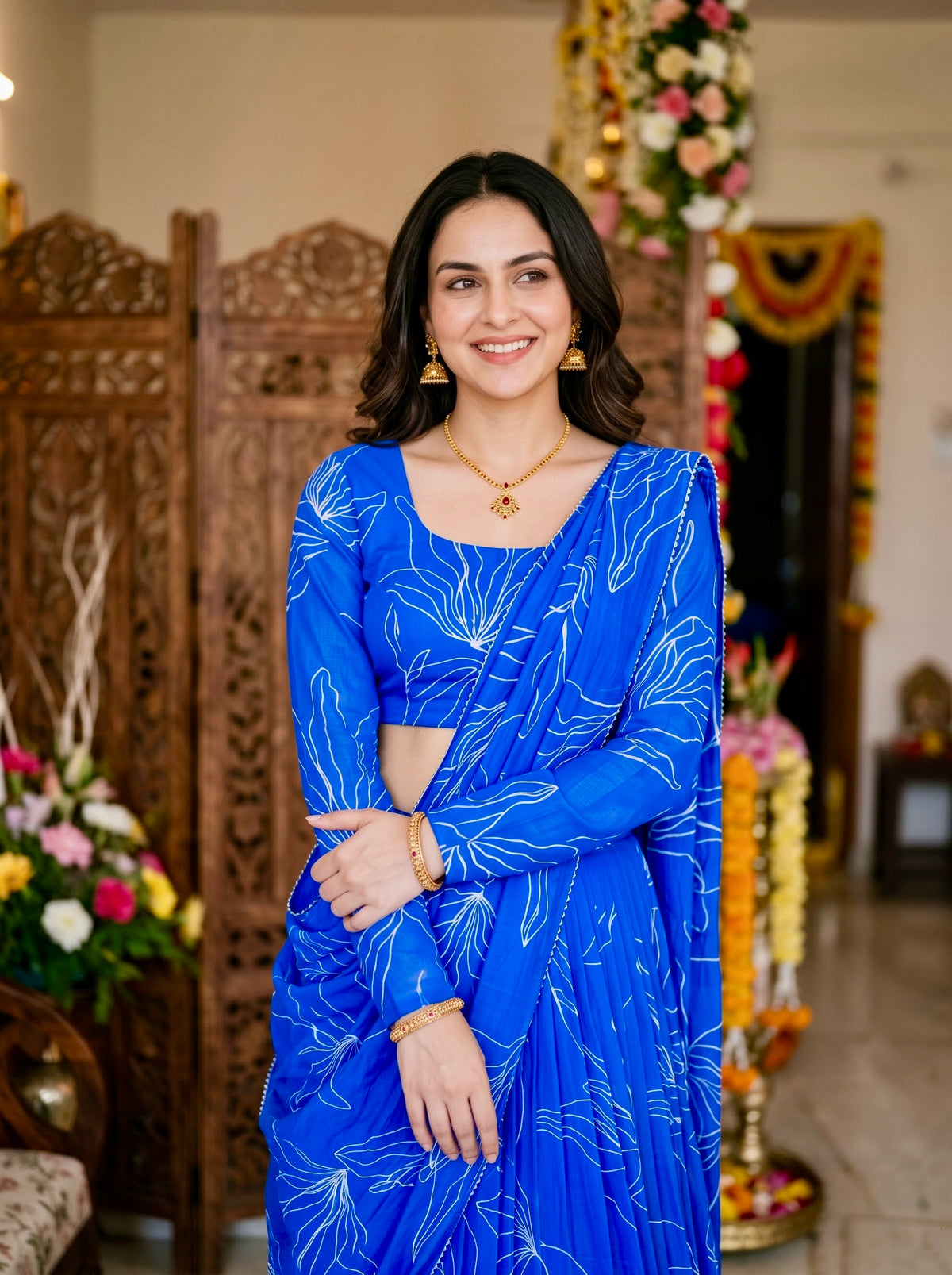 Pleated Lehenga Set Taara - BLUE