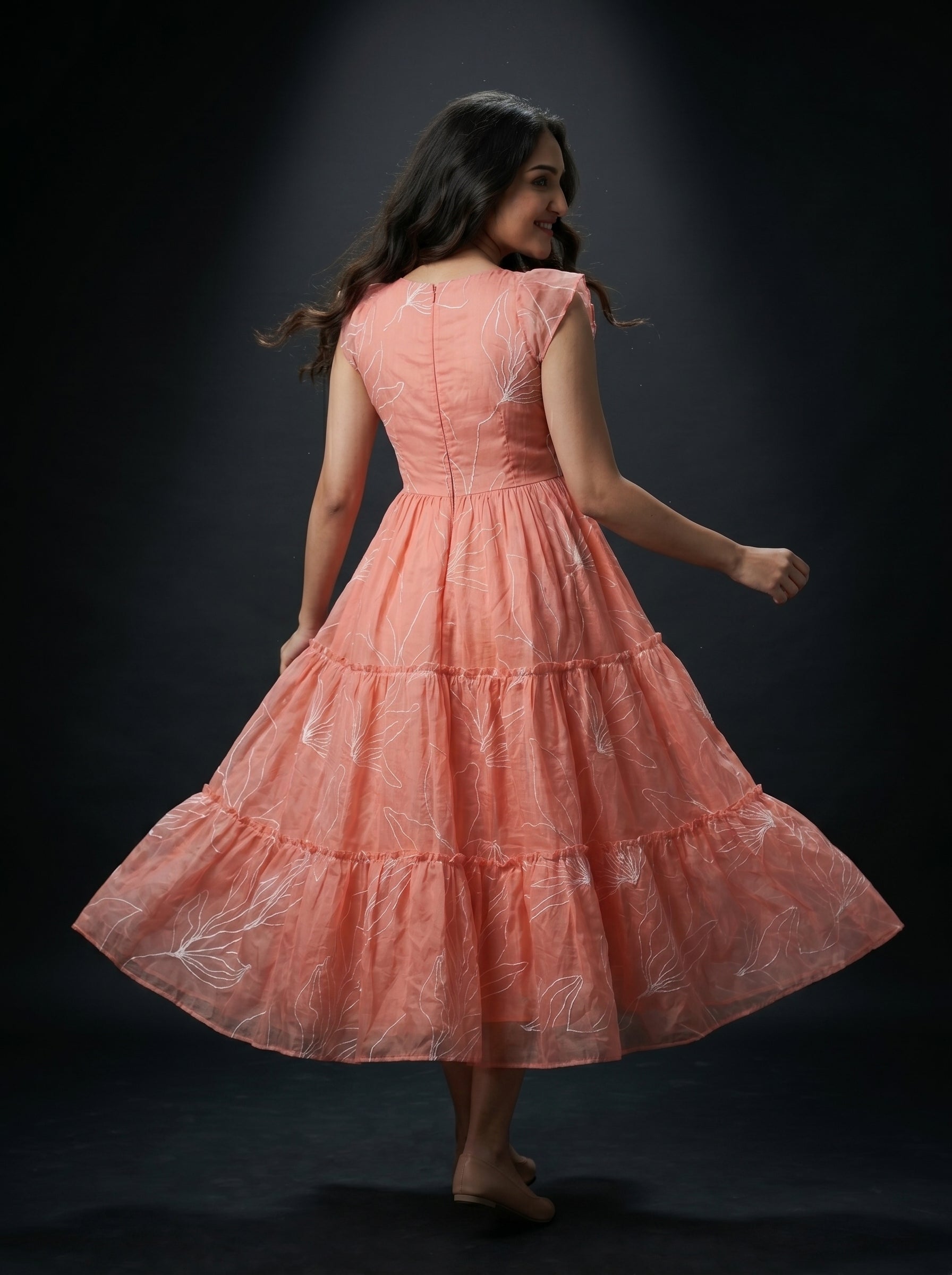 Tiered Midi Dress Kanaka - Peach