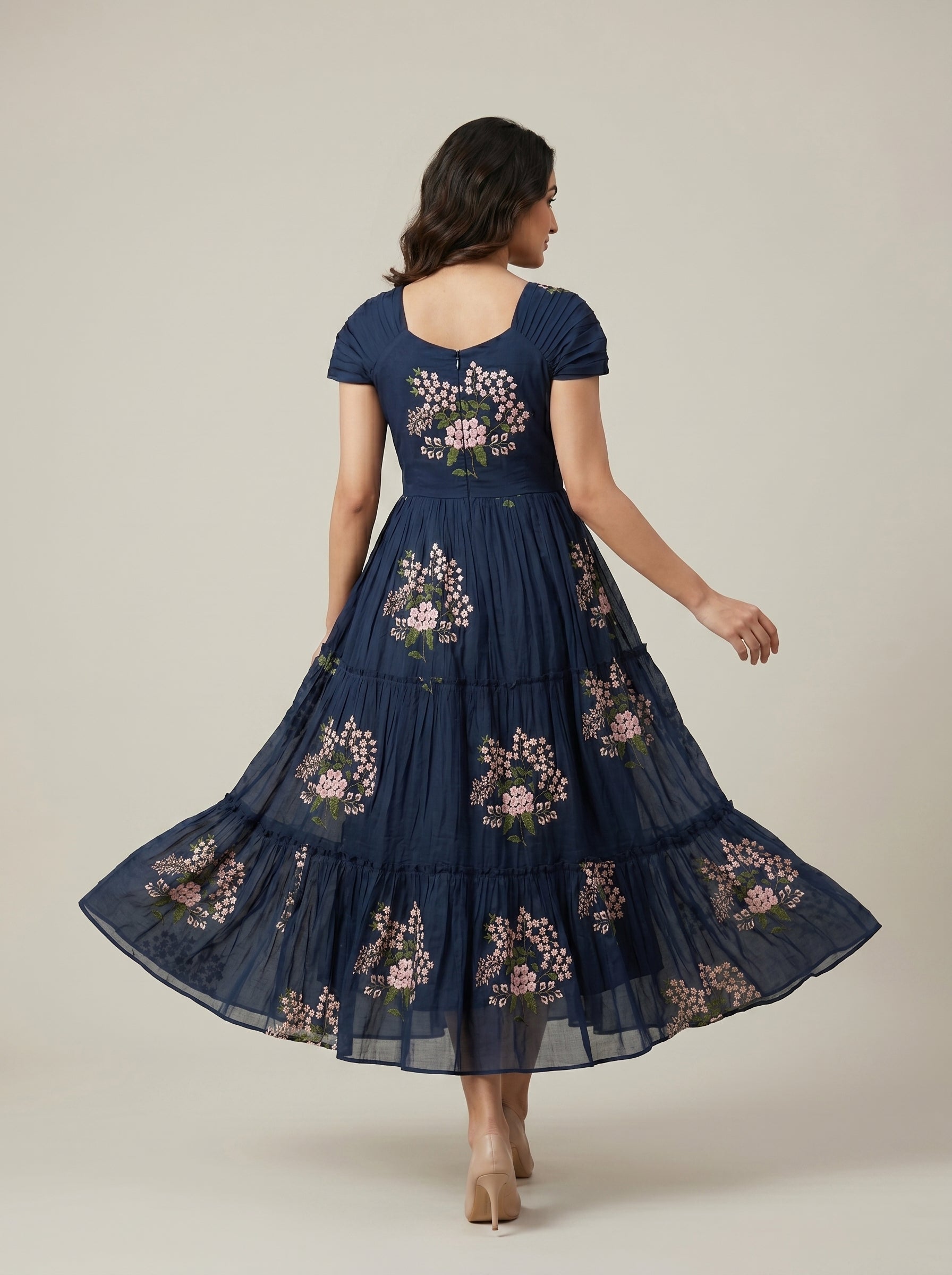 TIERED MIDI DRESS KAMALA - INK BLUE