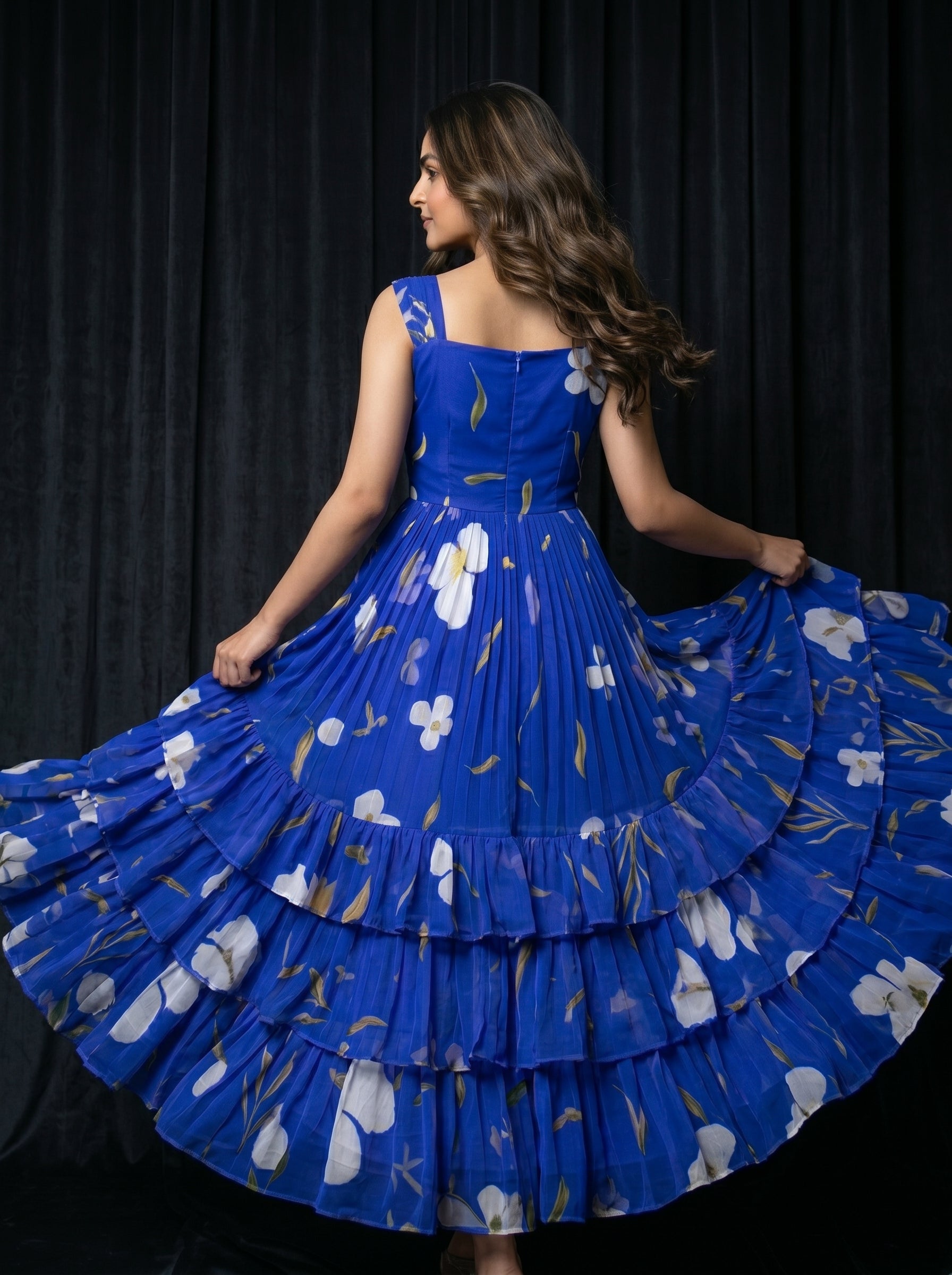 Three Layer Midi Dress Vasanta - Royal Blue