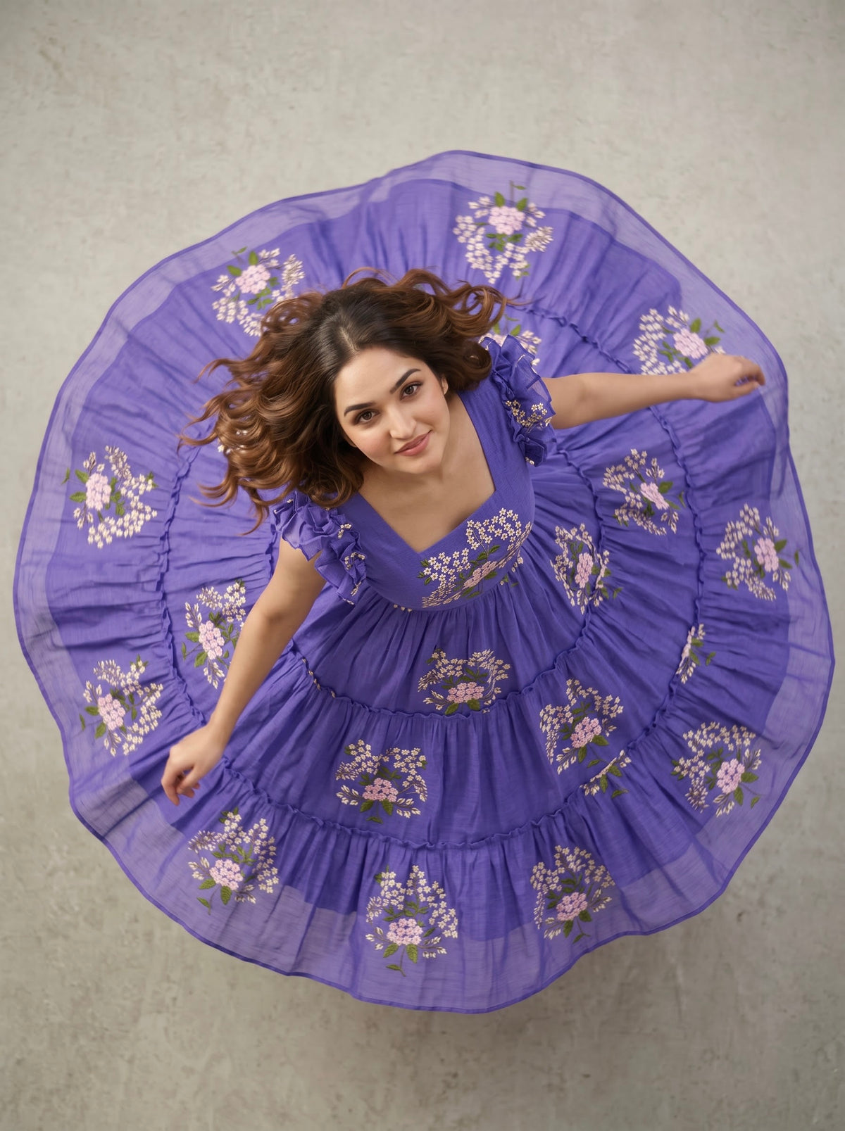 TIERED MIDI DRESS KAMALA - LAVENDER