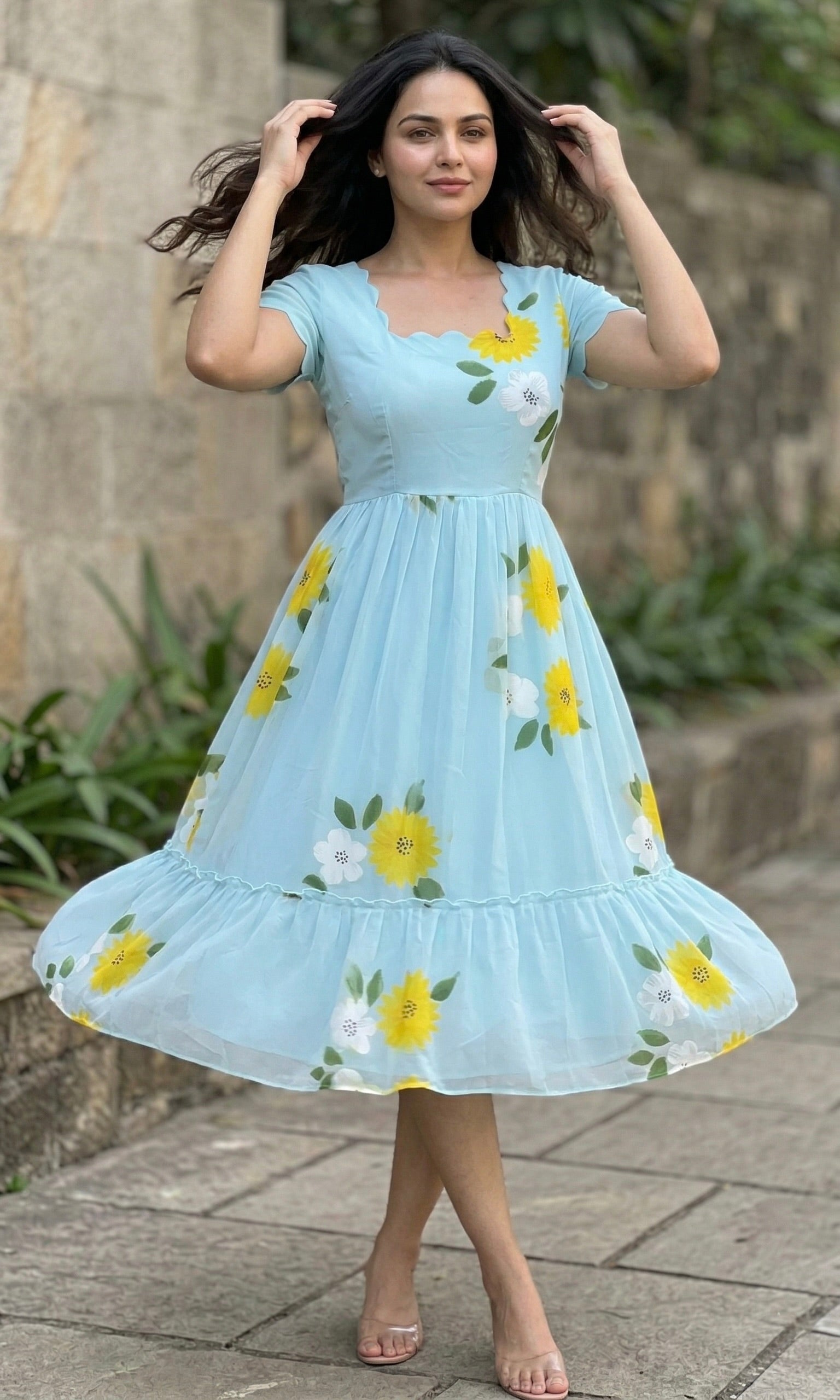 Tiered Midi Dress Vasanta - Blue
