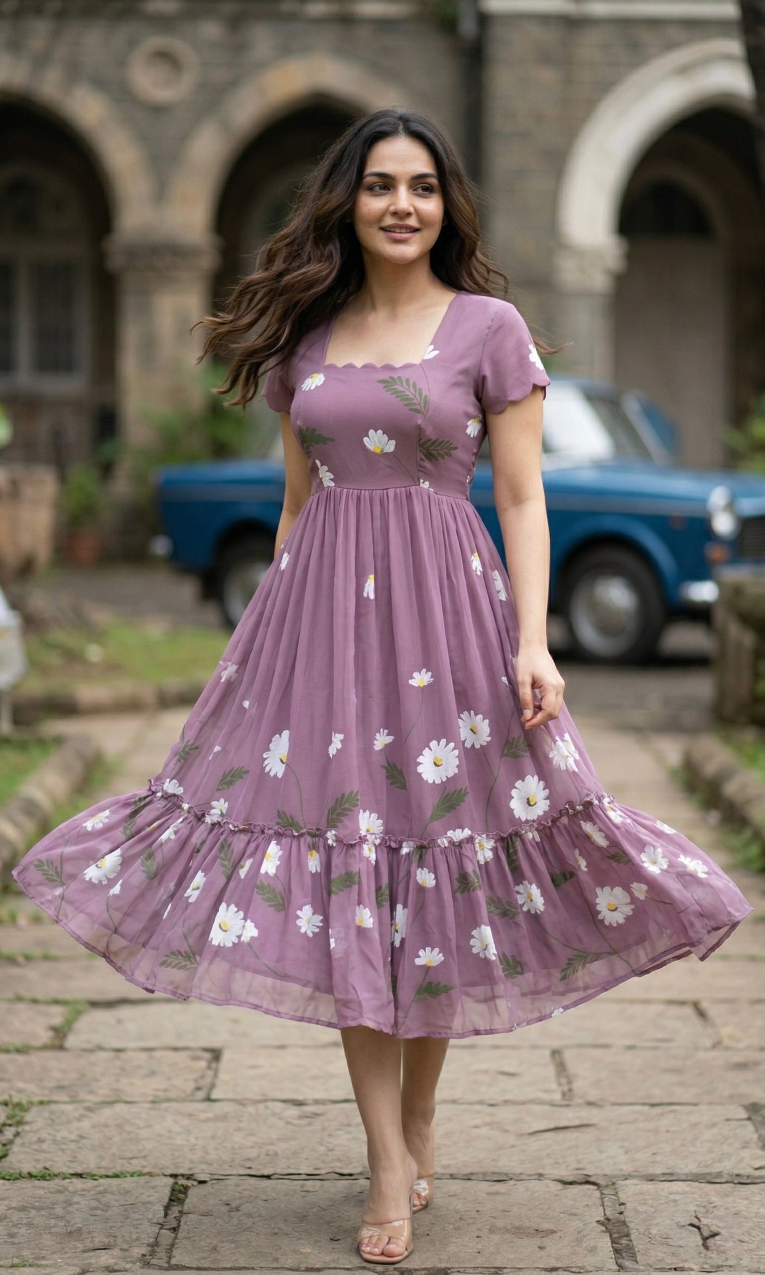 Tiered Midi Dress Vasanta - Purple