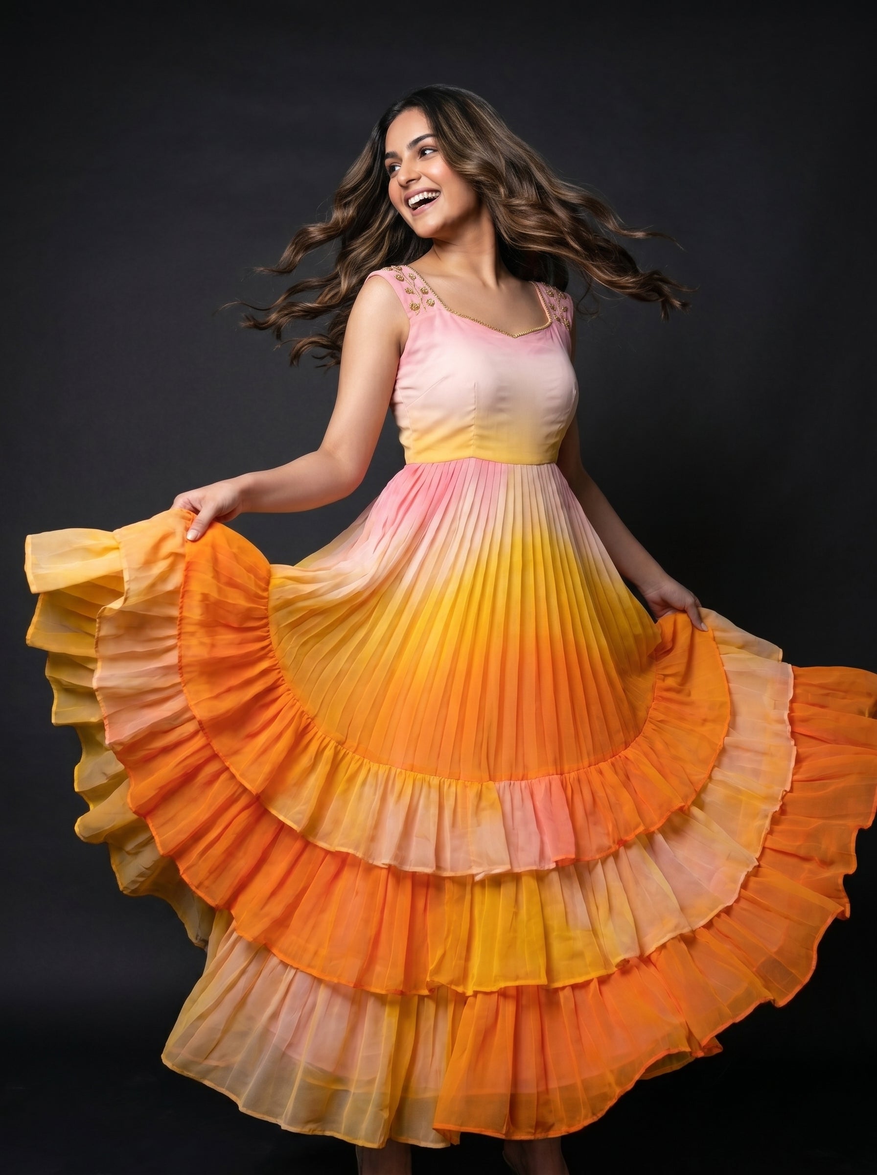 Three Layer Midi Dress Vasanta - Ombré Multi