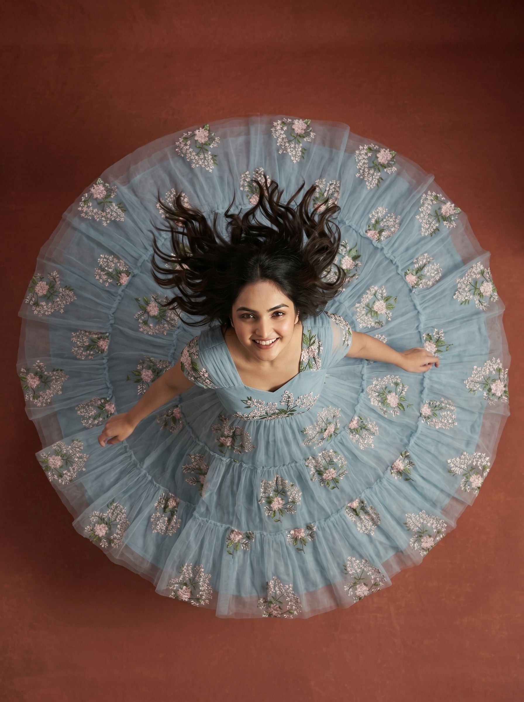TIERED MIDI DRESS KAMALA - POWDER BLUE