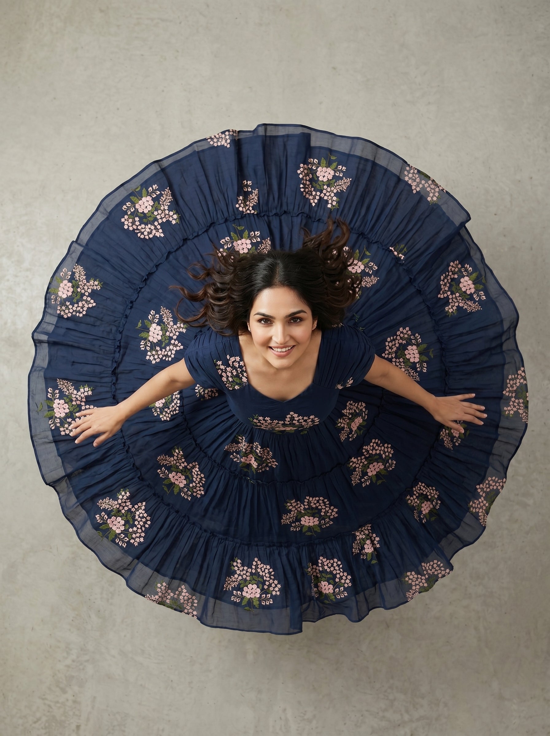 TIERED MIDI DRESS KAMALA - INK BLUE