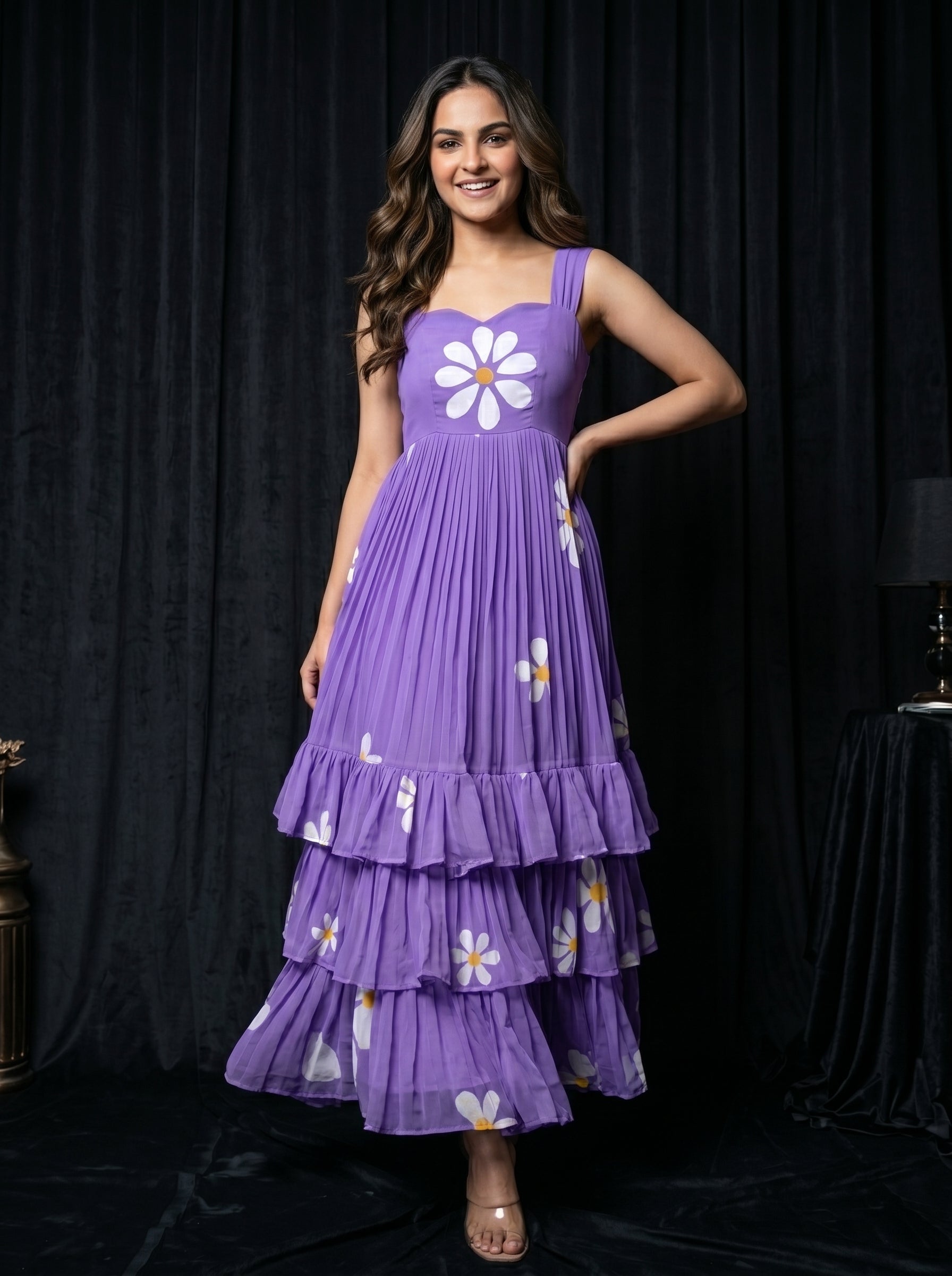 Three Layer Midi Dress Vasanta - Lavender