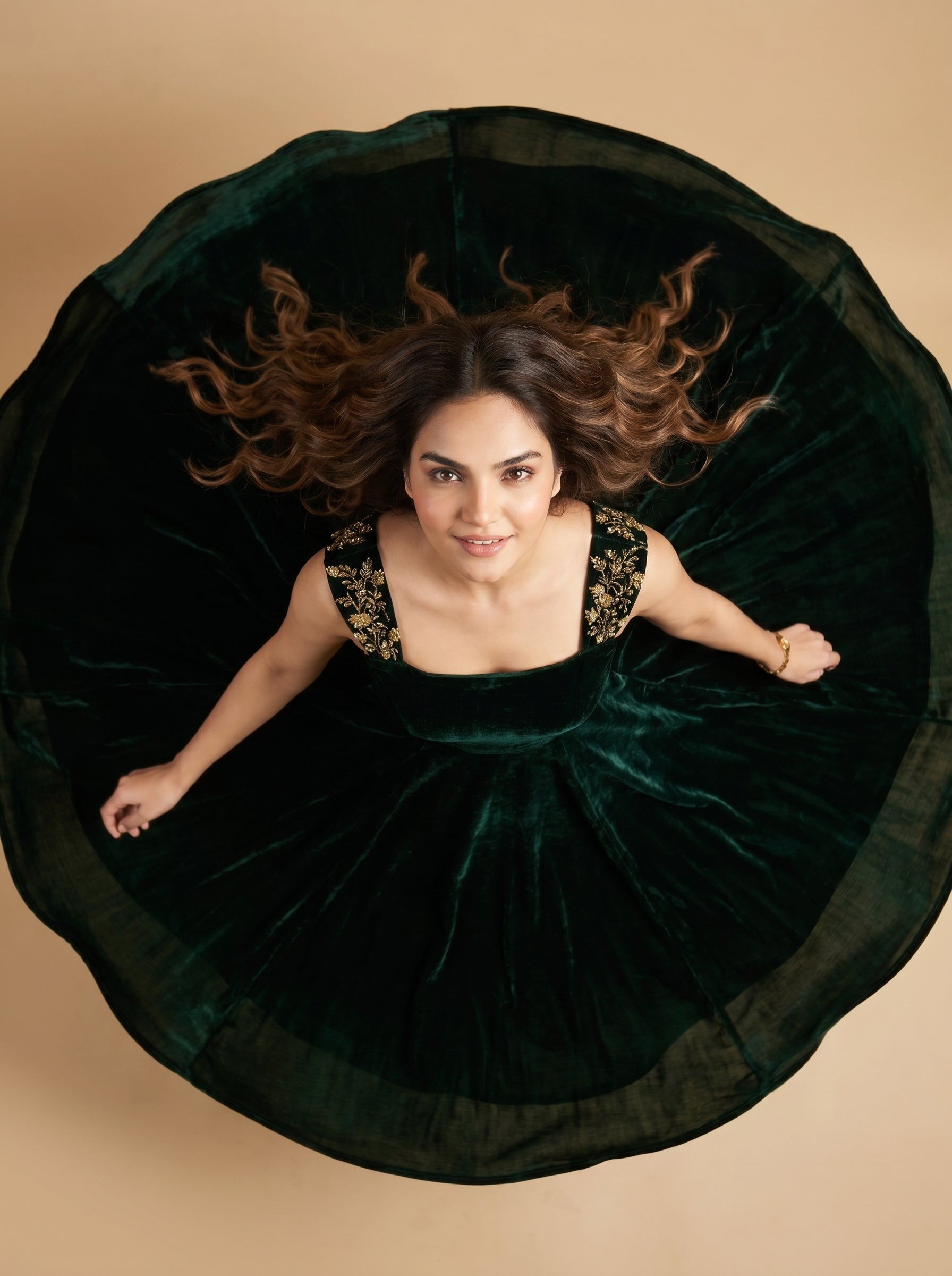 Velvet Midi Dress Rani - Emerald Green